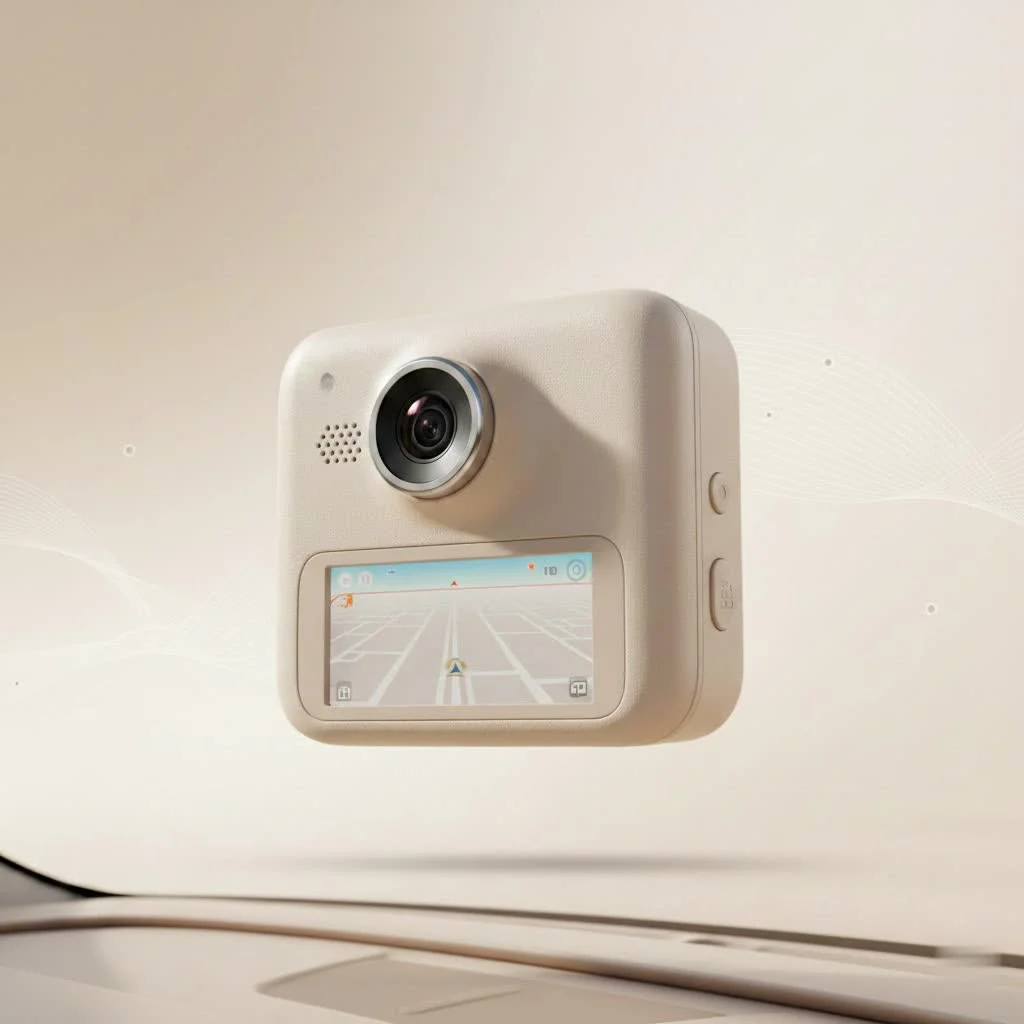 Semi-truck dash cam mounted on a windshield