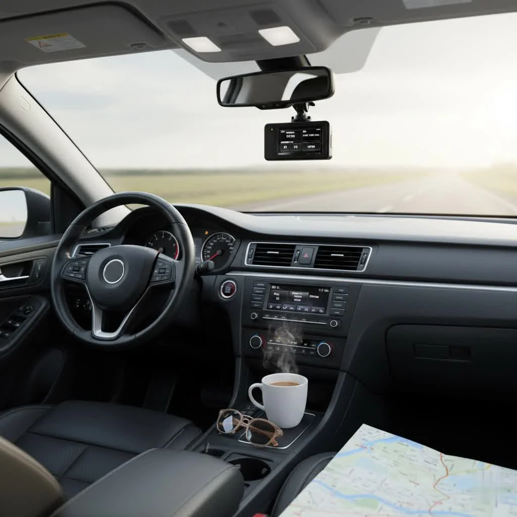 Mirror dash cam displaying a clear rear view