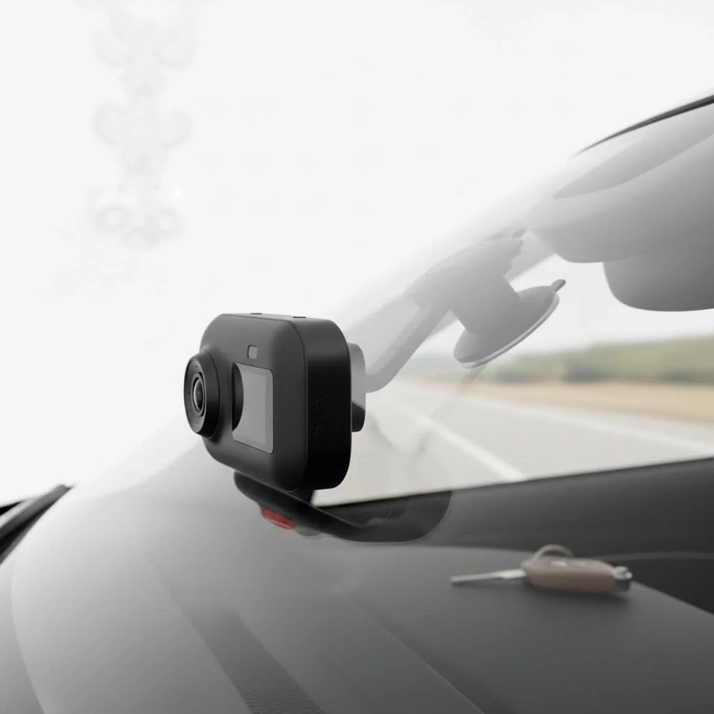 VAVA 4K dash cam mounted on a car windshield