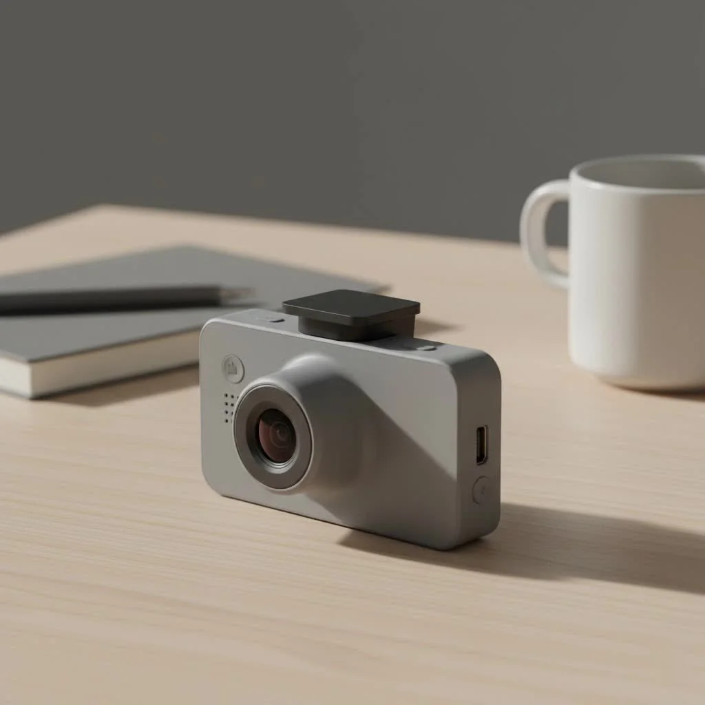 Garmin Dash Cam Mini 2 mounted discreetly behind a rearview mirror